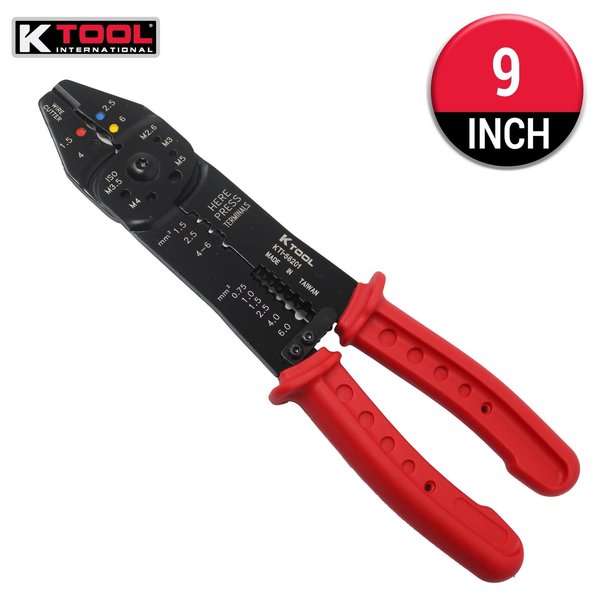 K-Tool International Crimp/Wire Stripper, Pro Multi Purpose, 9" KTI56201